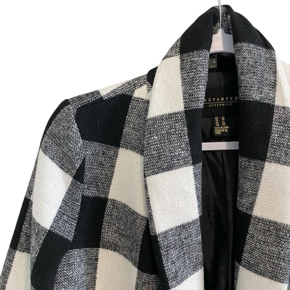 Revamped - Black/White Buffalo Plaid Long Coat - XS - Picture 4 of 11